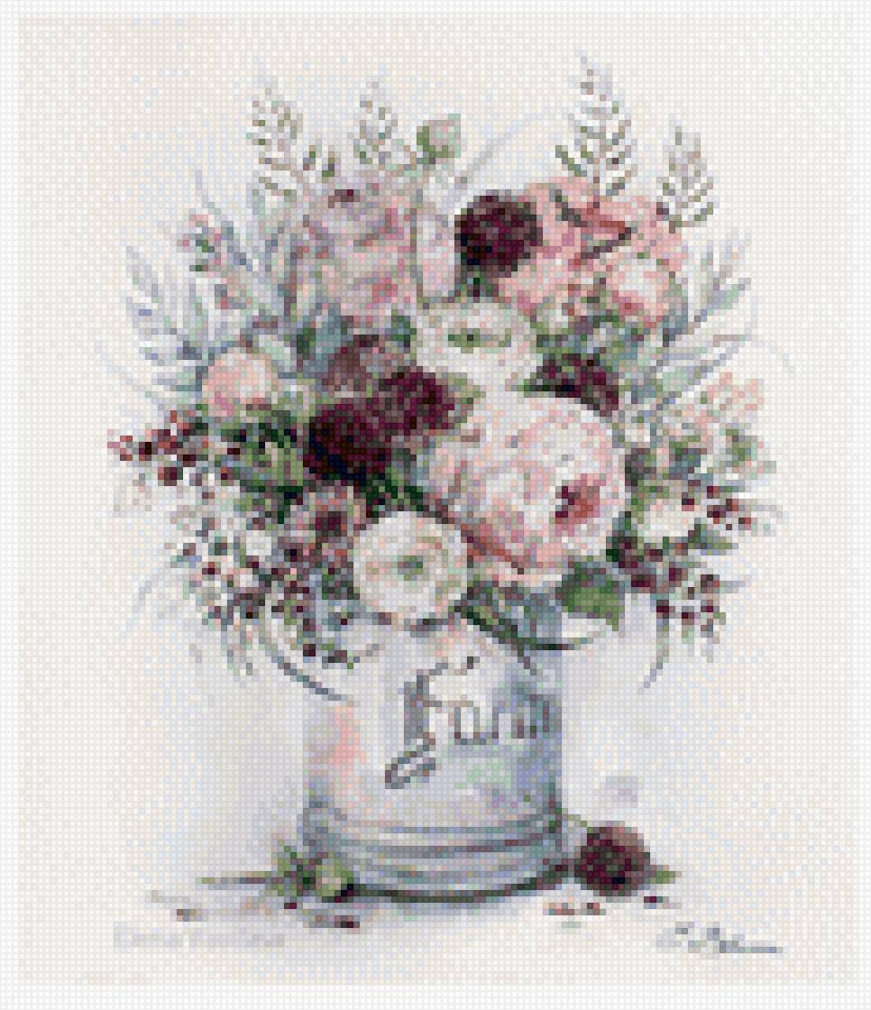 Букет пионов - пион, акварель, прованс, букет, цветы - предпросмотр