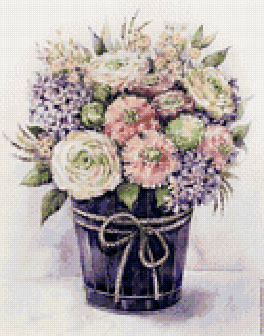 Букет - букет, цветы, прованс, пион, акварель - предпросмотр