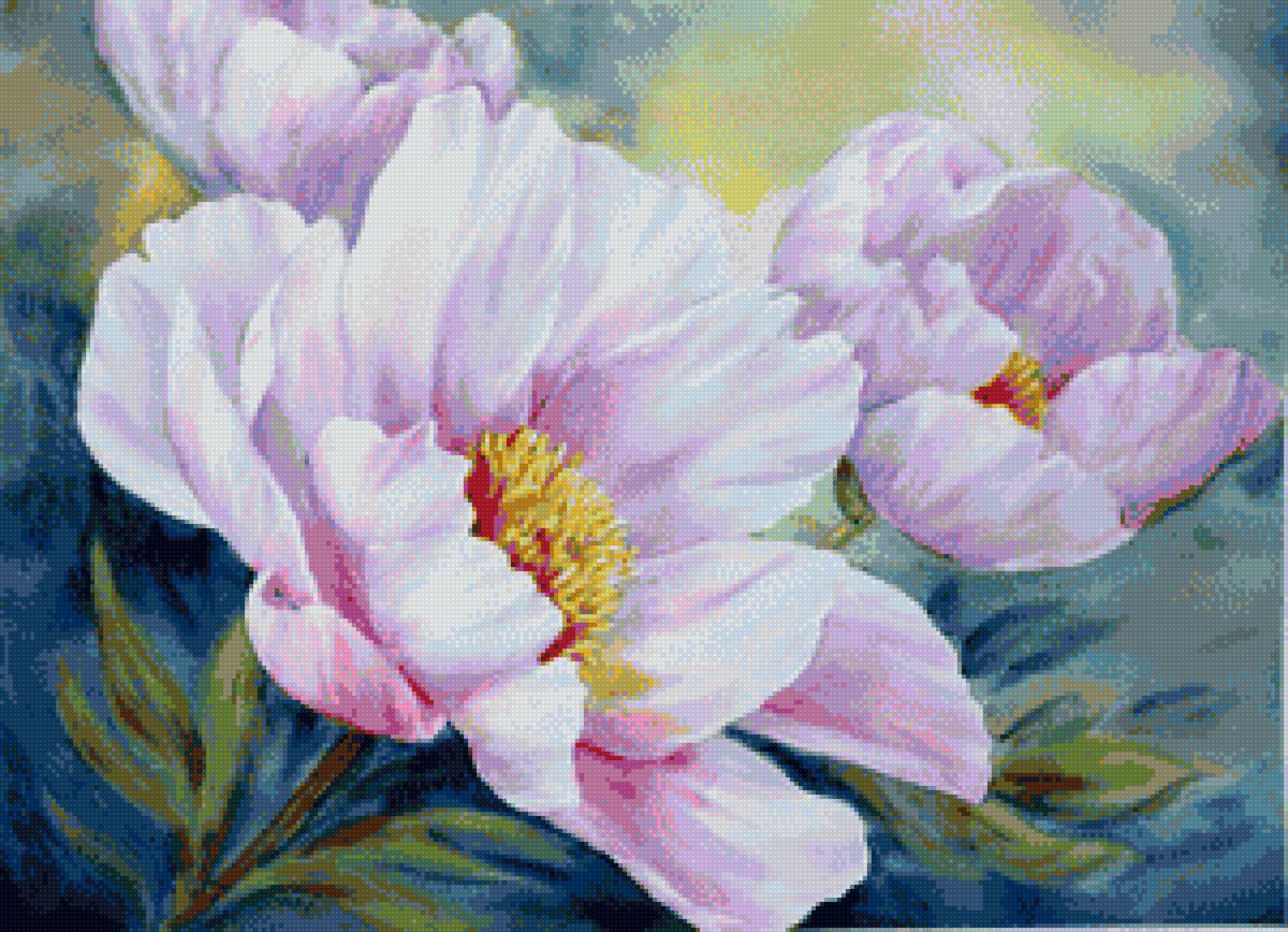 В дымке - цветы, акварель - предпросмотр