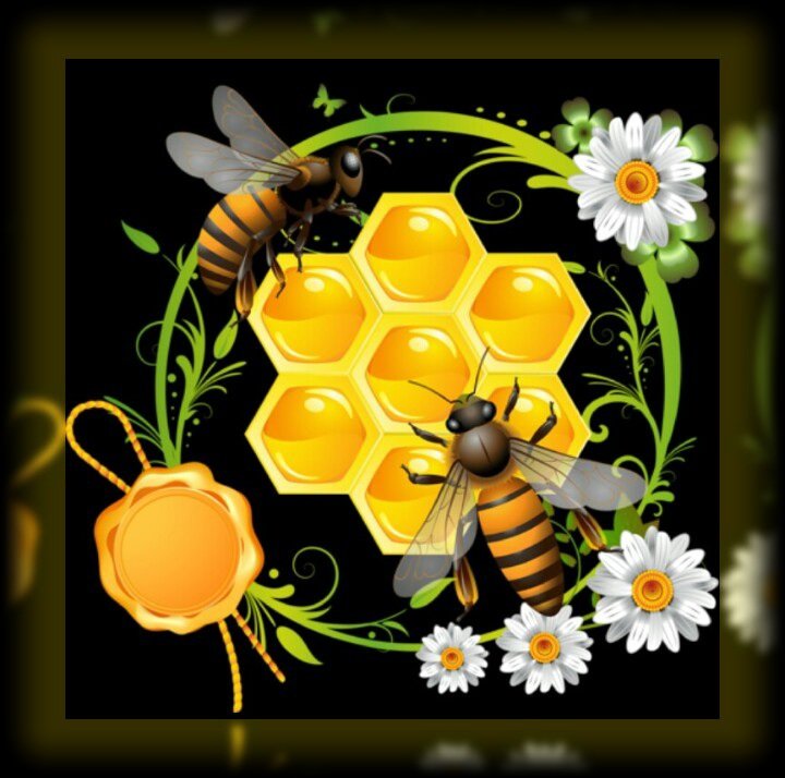Пчёлки. - соты, медовые, пчелы, ромашки. - оригинал