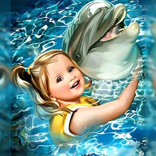 Девочка и дельфин.
