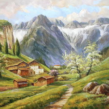 Схема вышивки «Dolomite Mountains In Spring.»