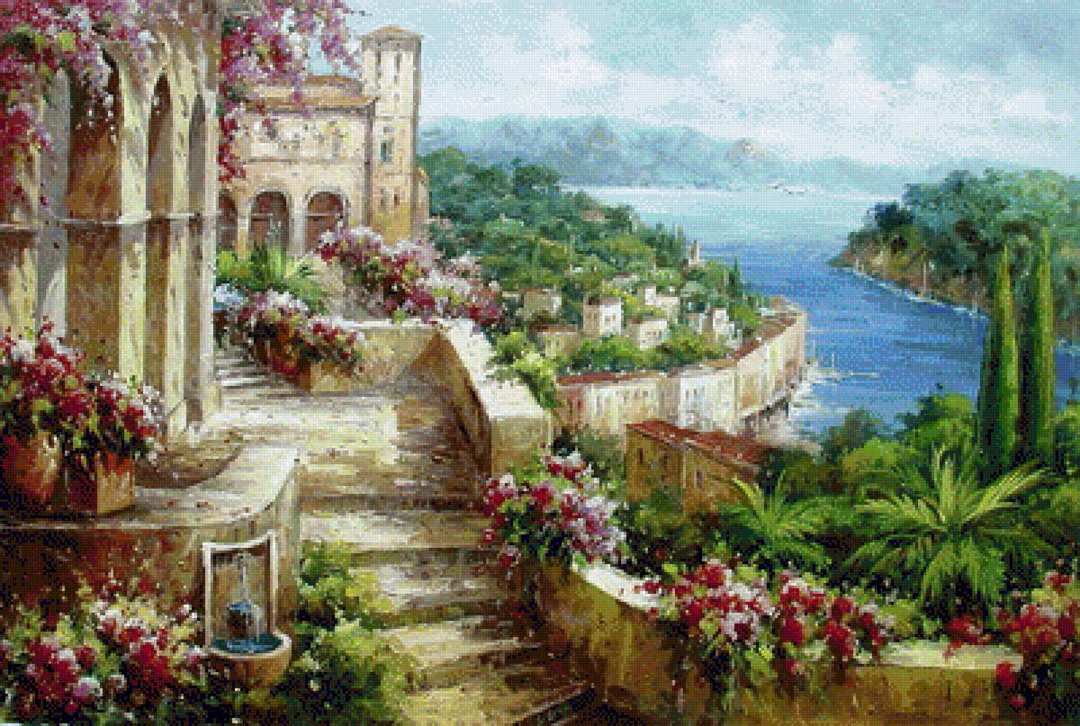 Villa Over Portofino. - lucio campana painter.seascapes.flowers and gardens. - предпросмотр