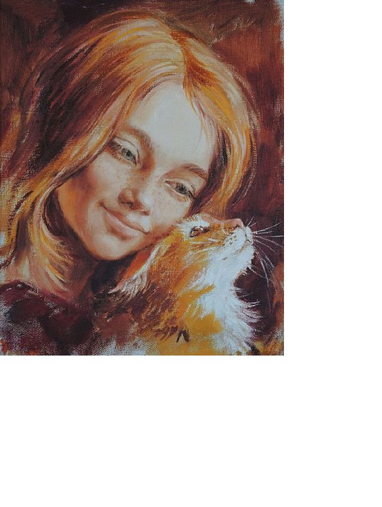 Рыжики /худ. Ольга Симонова/ - девочка, кот, пртрет - оригинал