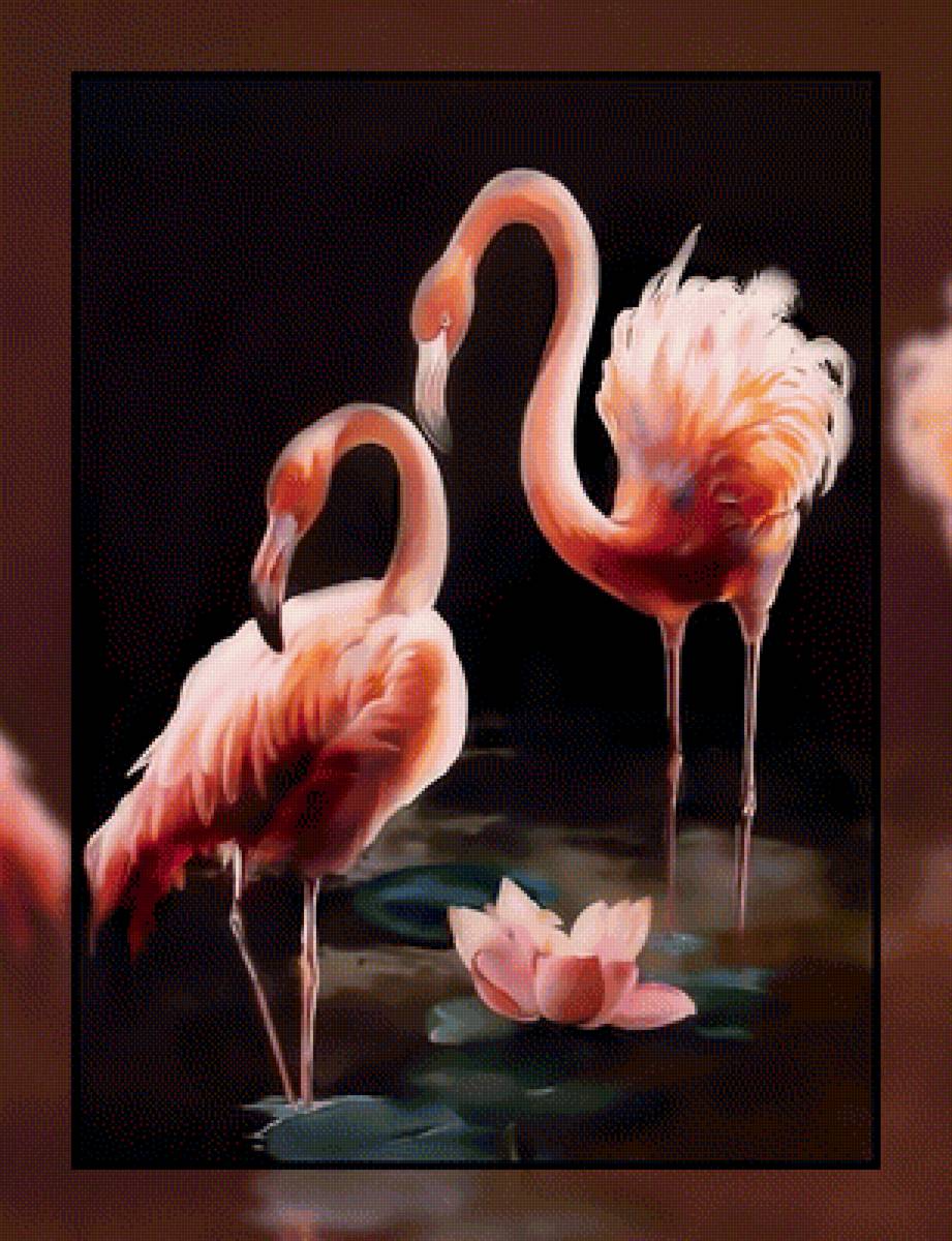 Фламинго. - фламинго, розовый, птицы, рисунок. - предпросмотр