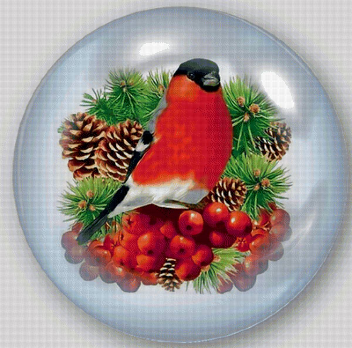 Снегирь. - снегирь, птица, елка. - предпросмотр