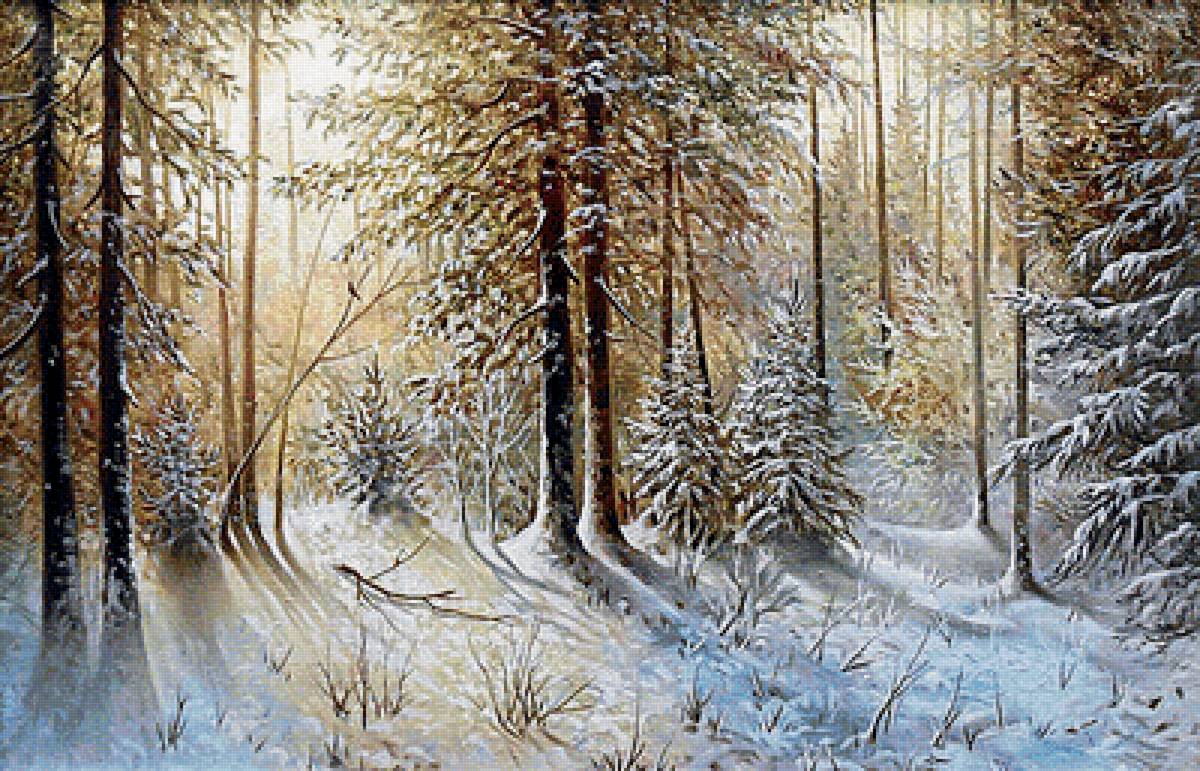 Зимний пейзаж - зима, лес, снег - предпросмотр