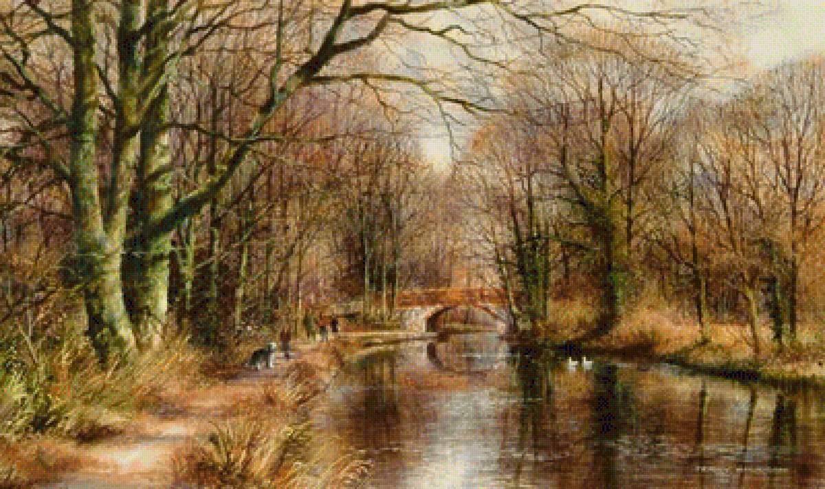 King's Head Bridge, Basingstoke Canal. - terry harrison painter.scenarys.people.animals. - предпросмотр