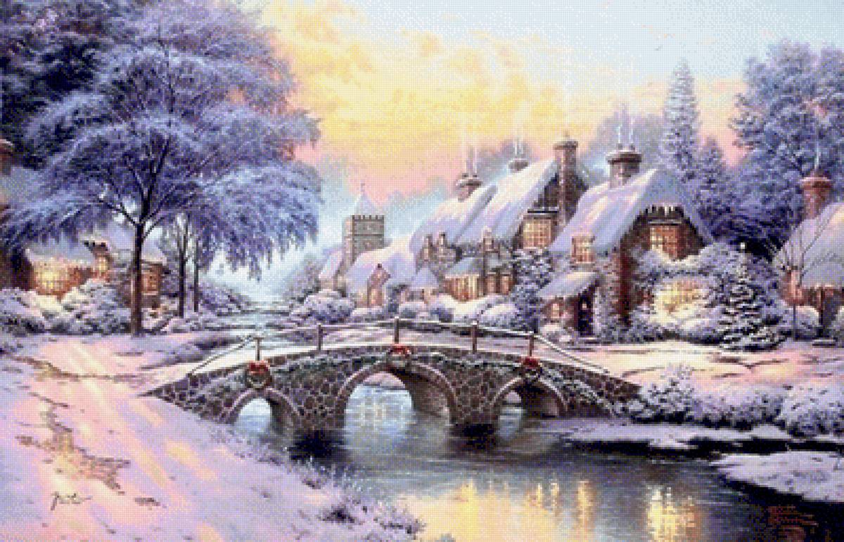 Cobblestone Christmas. - thomas kinkade paintings.snowscapes.christmas. - предпросмотр