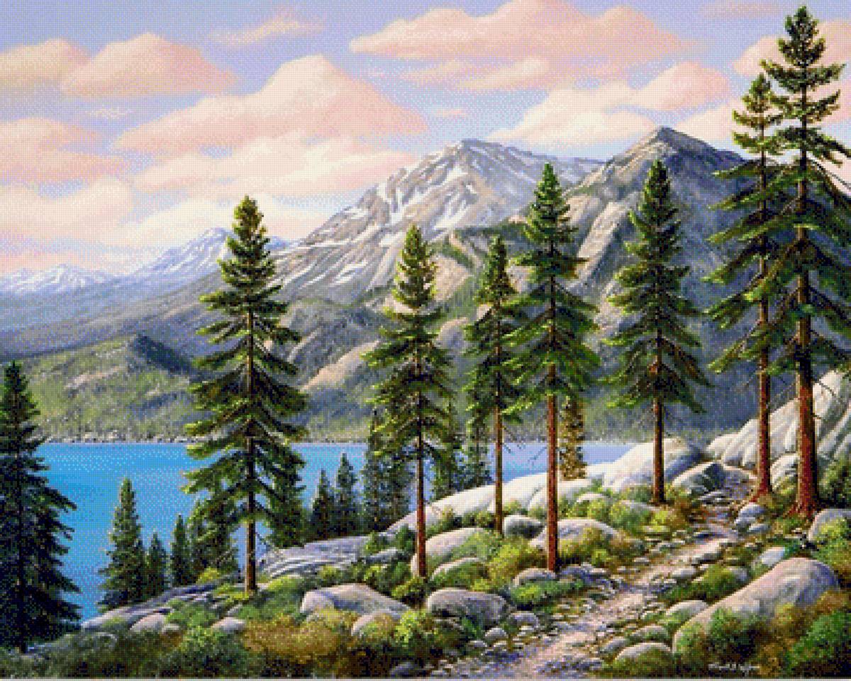 горы - горы, озеро, природа - предпросмотр