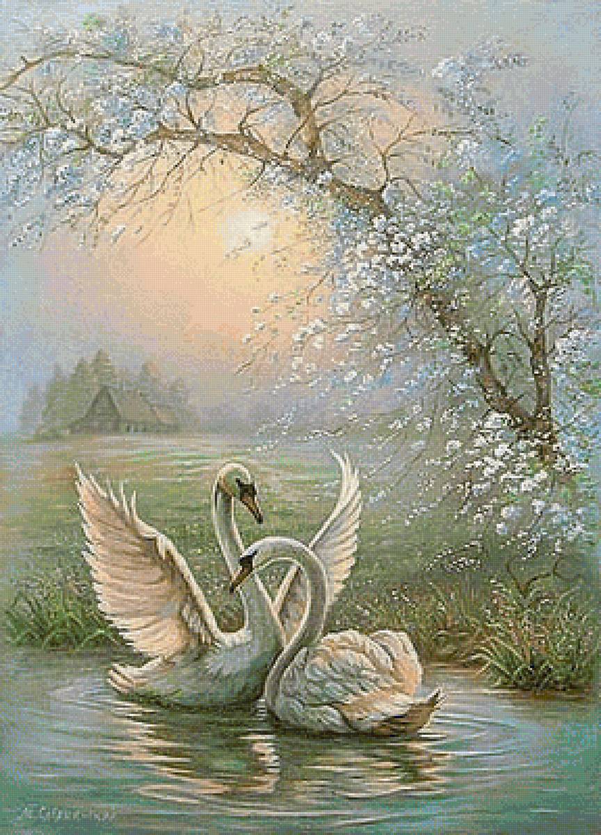 лебеди - река, лебеди - предпросмотр