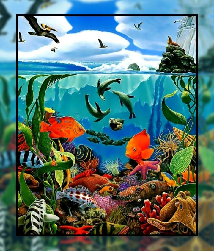 Подводный мир. - океан, мир, рыбки, подводный, осьминоги. - оригинал