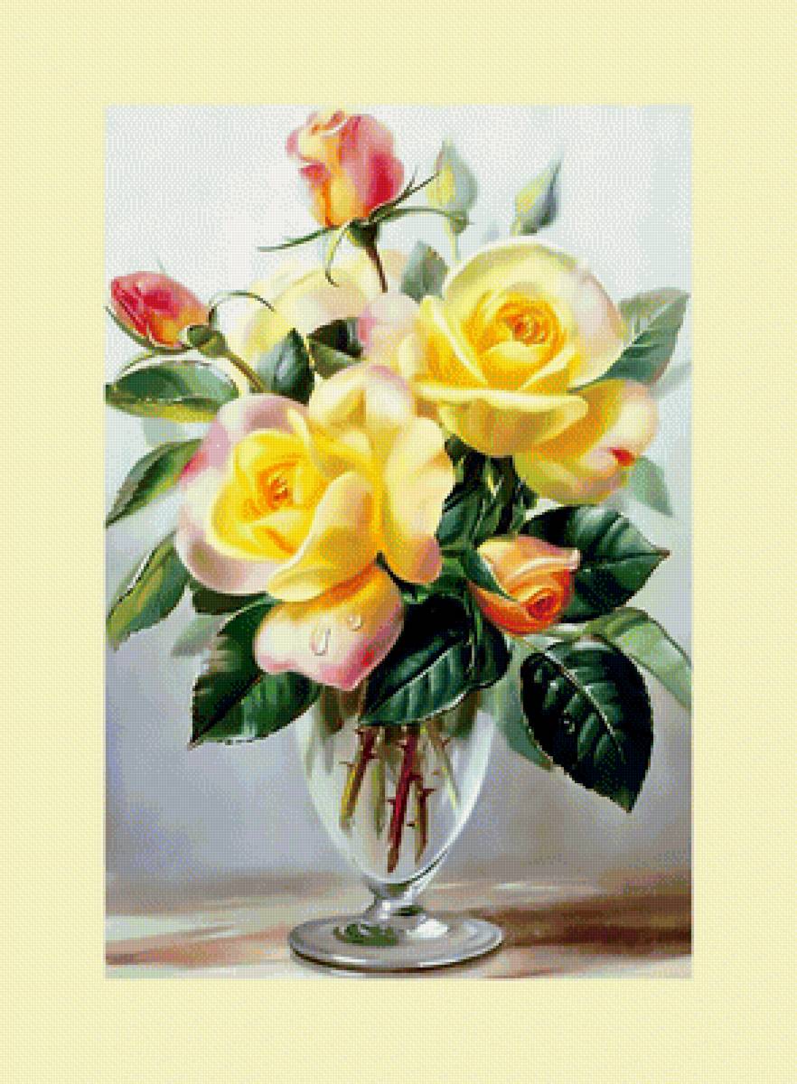 Букет жёлтых роз. - розы, желтые., цветы, букет - предпросмотр