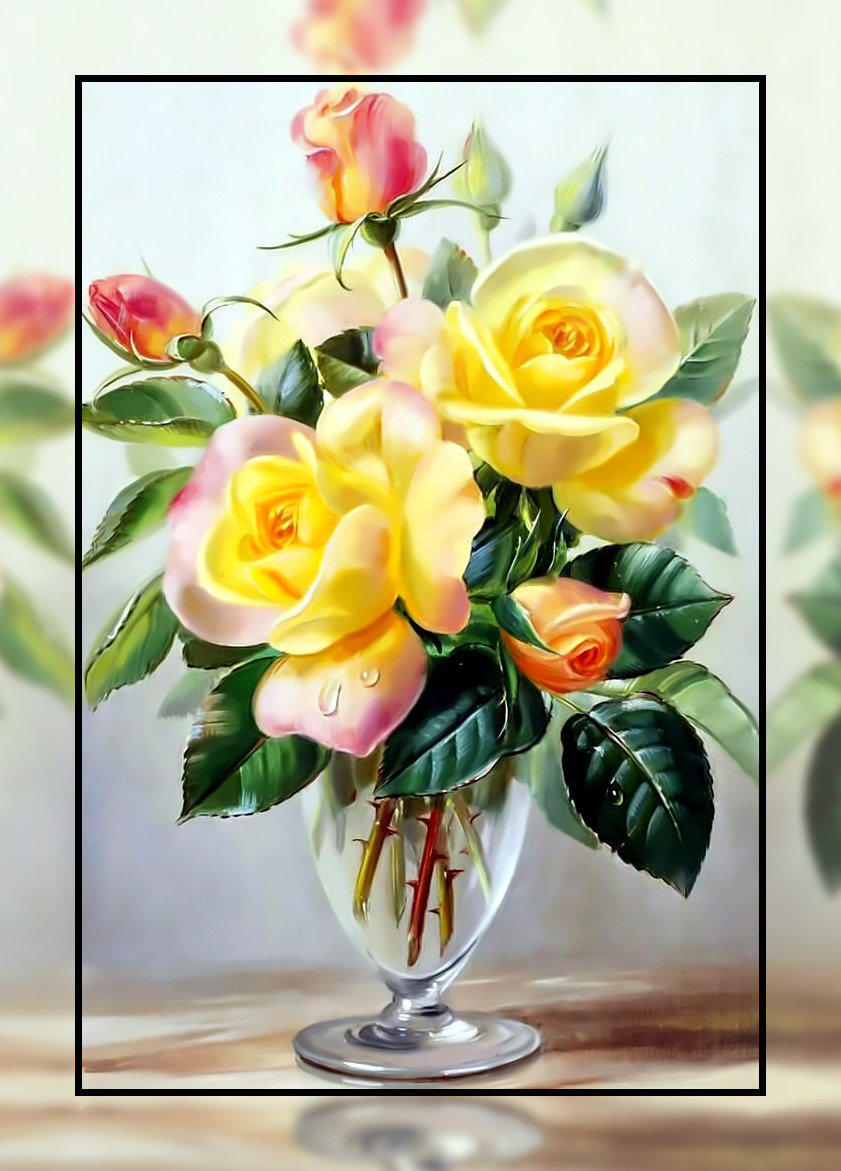 Букет жёлтых роз2. - желтые., розы, цветы, букет - оригинал