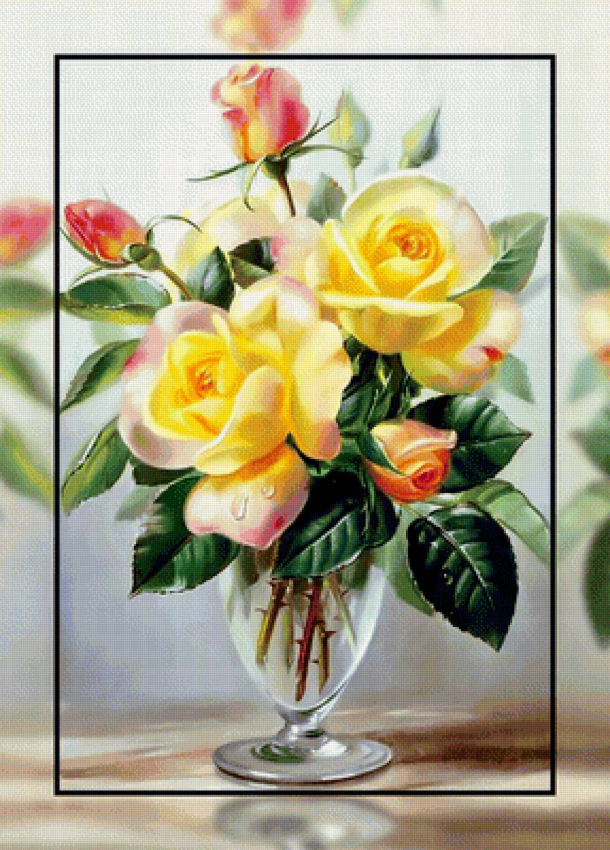 Букет жёлтых роз2. - розы, желтые., цветы, букет - предпросмотр