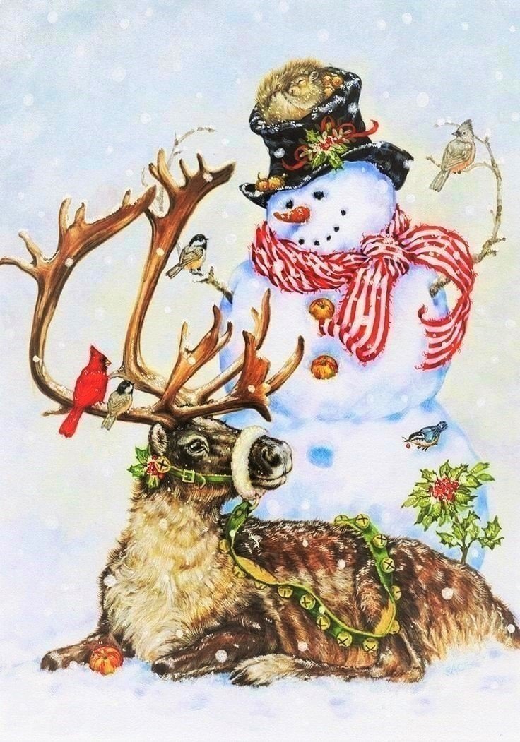 Сказка - детское, сказка, зима, снеговик, животные - оригинал