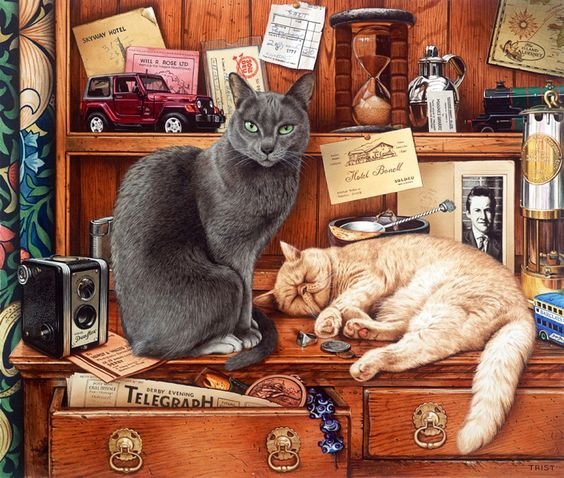 кошки - стол, рыжий кот., котята, кошка - оригинал
