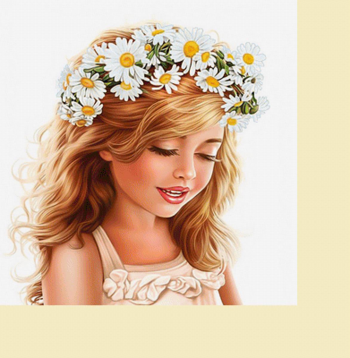 Серия "Детвора со двора" - девочка, ромашки, венок, детская - предпросмотр