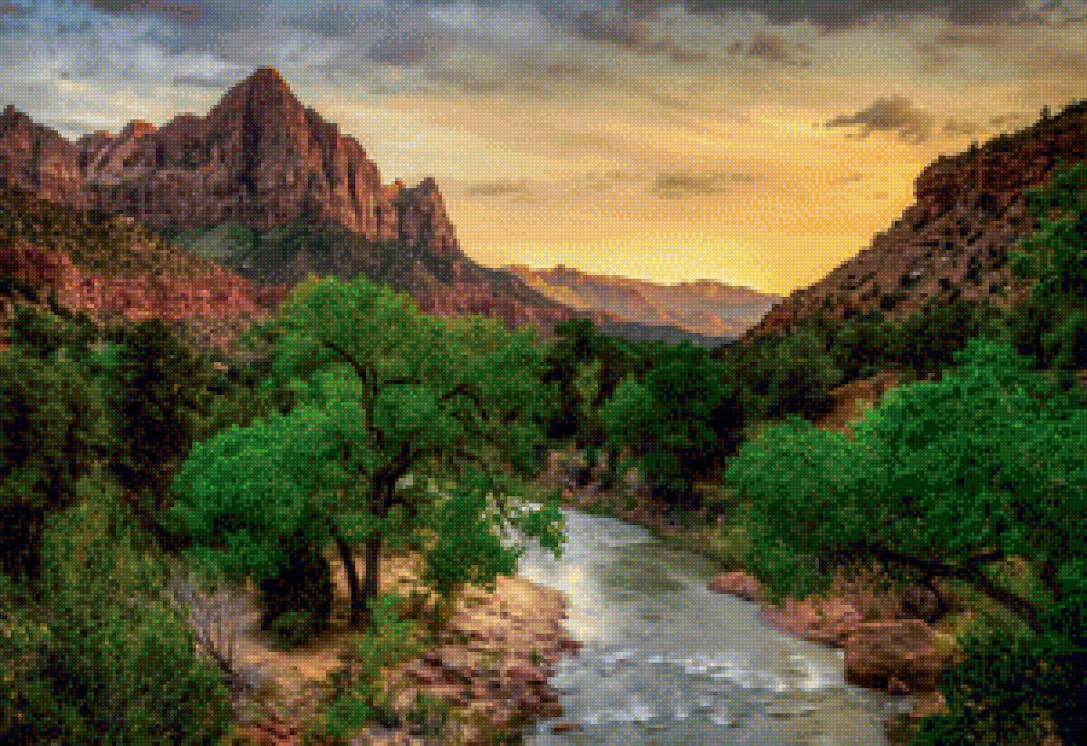 горная река - горы, река, лес - предпросмотр