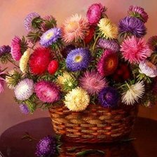 Схема вышивки «Астры в корзине»