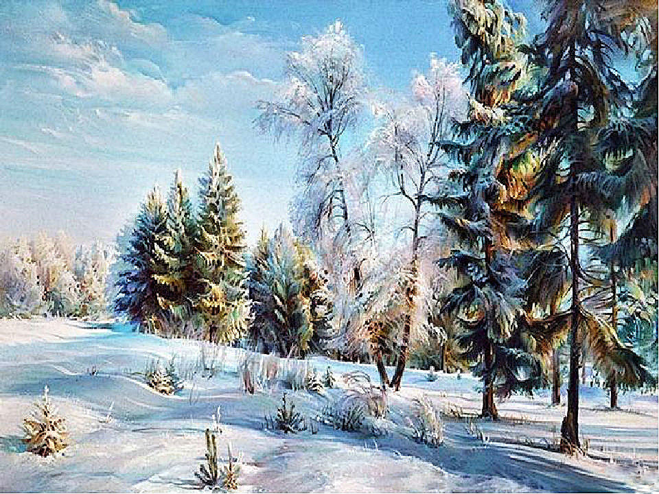 Зимний пейзаж - лес, снег, зима - оригинал