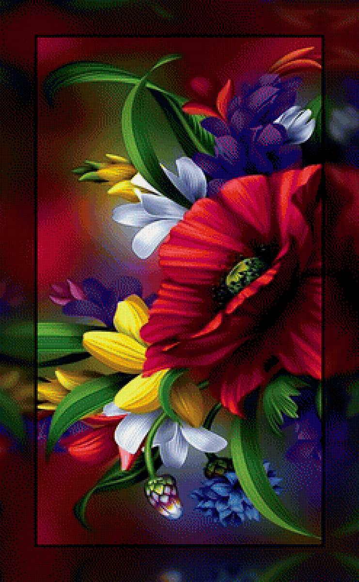 Яркий букет2. - яркие, букет., цветы - предпросмотр