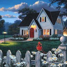 Схема вышивки «ДОМИК ВЕЧЕРОМ»