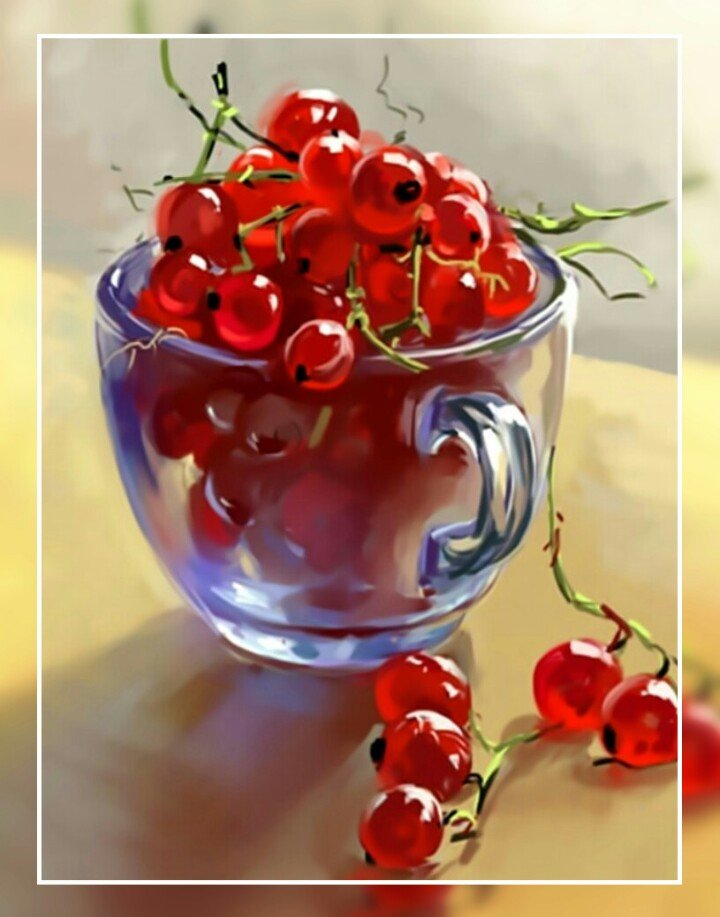 Чашечка красной смородины. - натюрморт., кружка, смородина, красная - оригинал