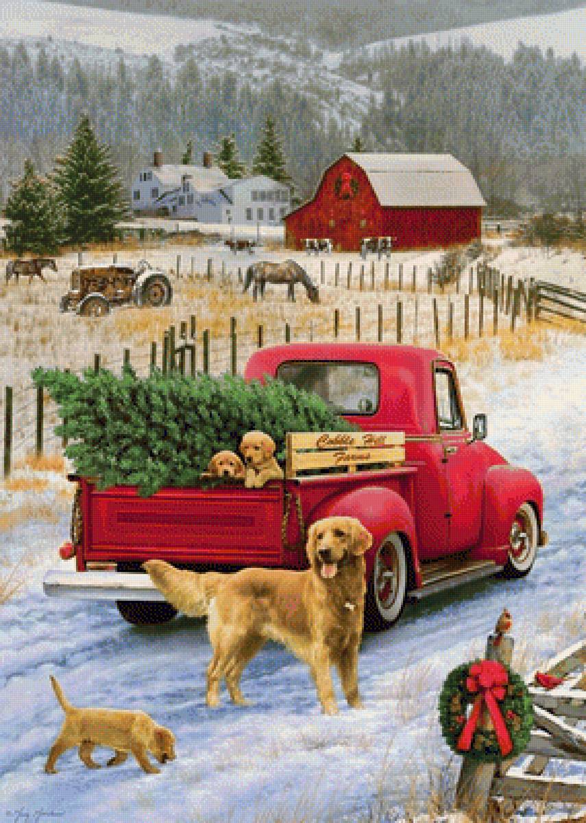 Red Truck Farm. - snowscenes.animals. - предпросмотр