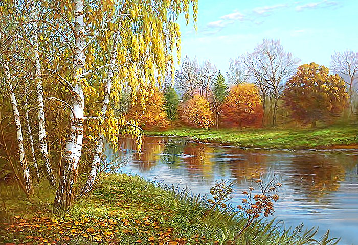 Серия "Пейзаж". Осень - речка, осень, природа, лес, пейзаж - оригинал