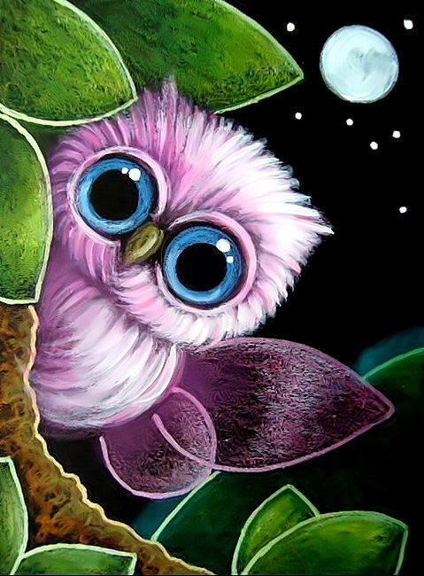Розовая совушка. - детская., совы - оригинал
