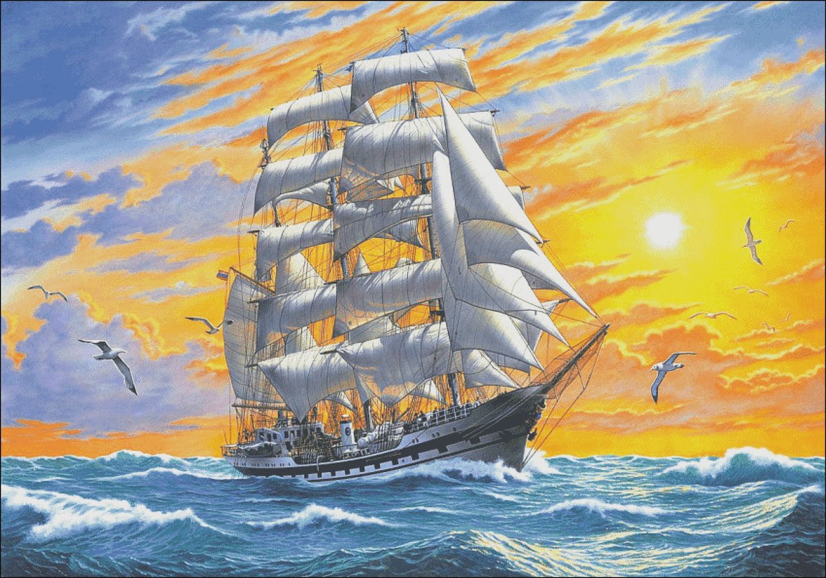 Парусник - корабль, море - оригинал
