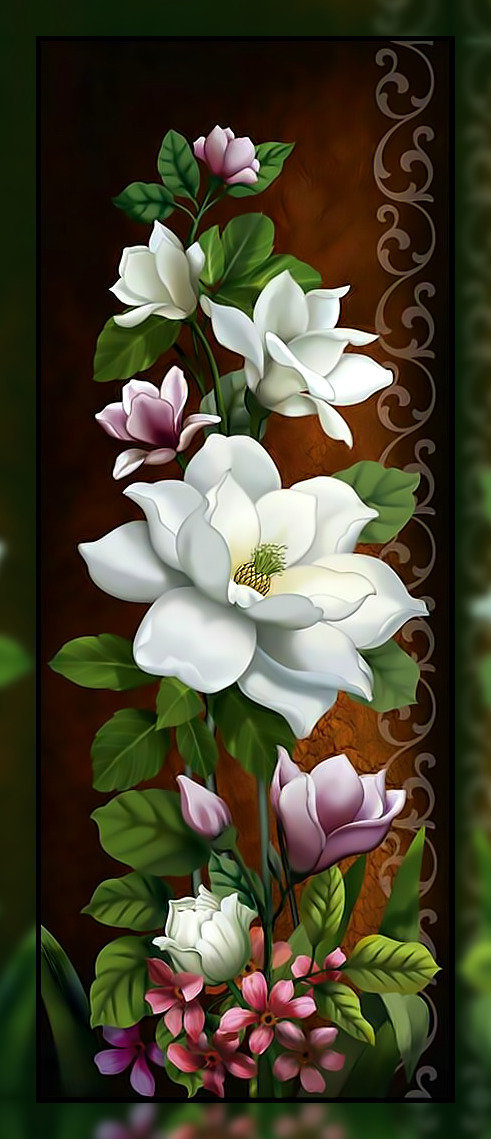 Панелька. Цветы. - цветы, белые. - оригинал