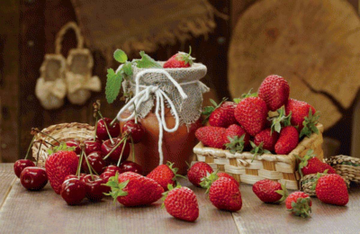 №1941559 - натюрморт, цветы, клубника - предпросмотр