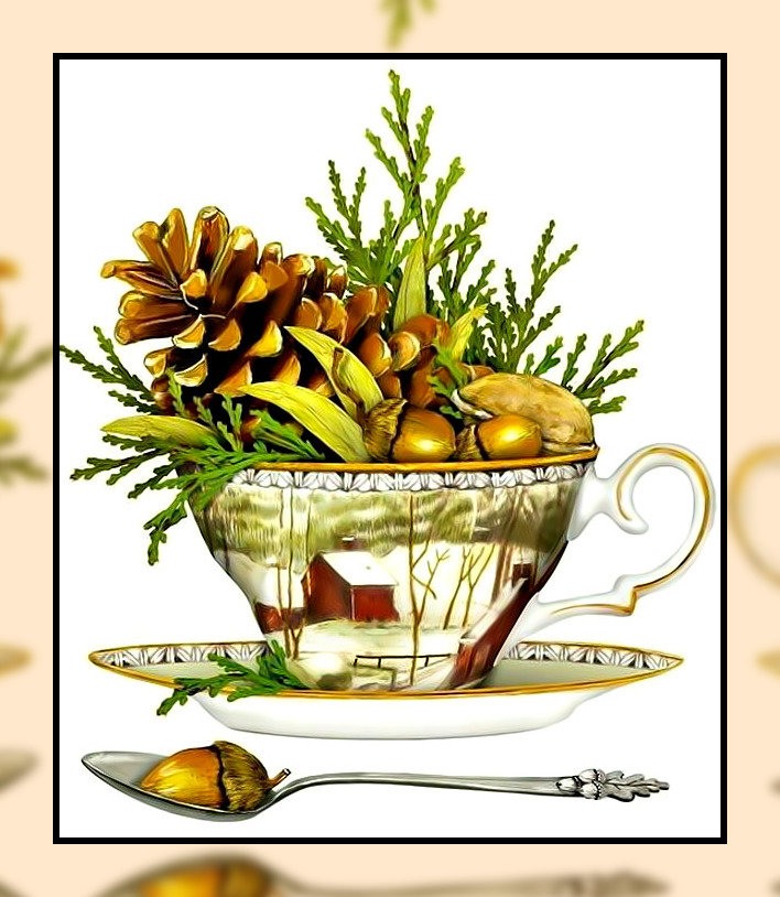 Ароматерапия.2 - шишка, кухня., желудь, чашка, травы - оригинал