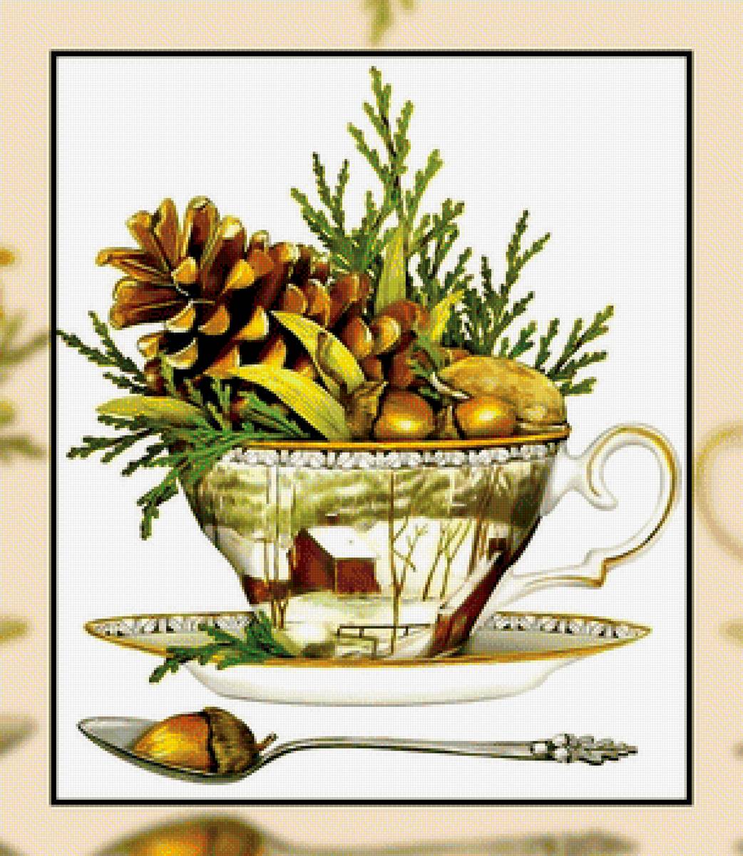 Ароматерапия.2 - кухня., шишка, чашка, травы, желудь - предпросмотр