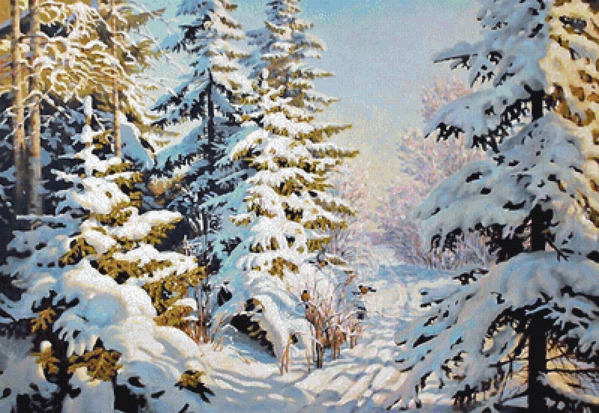 картина - зима, лес - предпросмотр