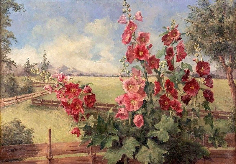 Flower Still Life with Landscape. - landscapes.flowers and gardens. - оригинал
