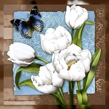 Оригинал схемы вышивки «Белые тюльпаны2.» (№1942185)
