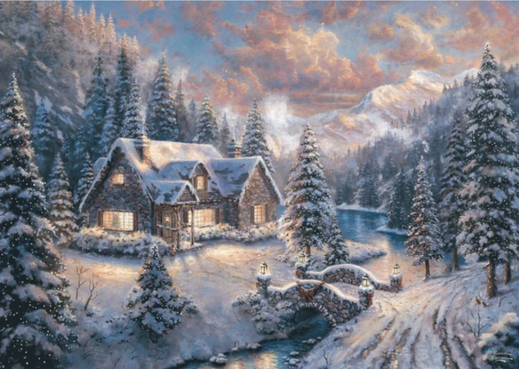Christmas in the Mountains. - thomas kinkade paintings.snowscapes.christmas. - оригинал