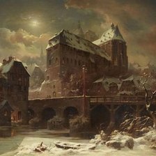 Схема вышивки «Eduard Stiegel (1818 - 1879) View of Marburg with the Old Univer»