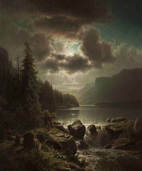 Evening on the lake by Adolf Chwala (1836-1900) - оригинал