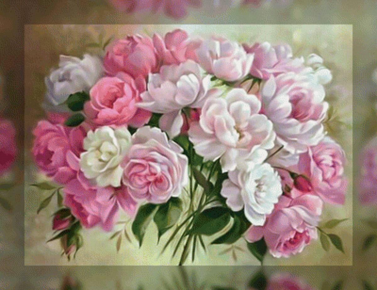 Прекрасные пионы. - картина, букет, пионы, живопись. - предпросмотр