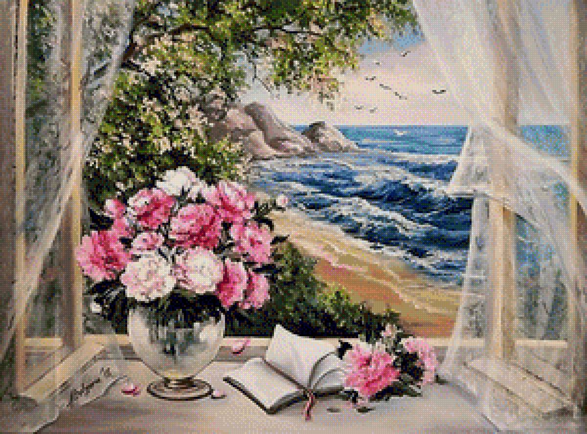 утро на море - море, окно - предпросмотр