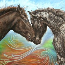 Схема вышивки «кони»