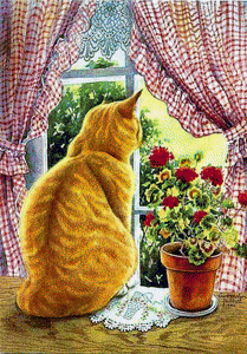 серия "окна" - интерьер, кот, окно - предпросмотр