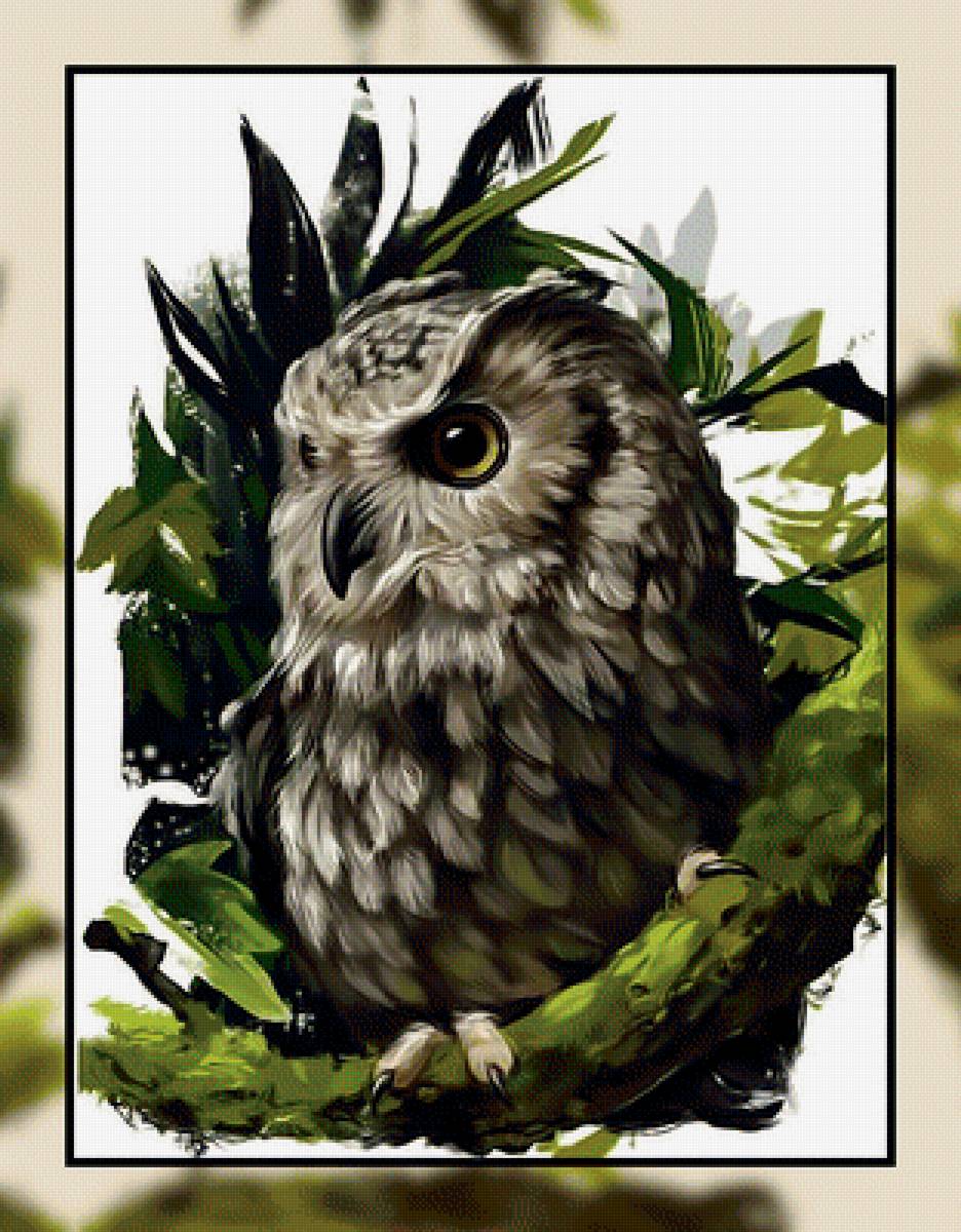 Сова. - птица, сова, картина, акварель. - предпросмотр