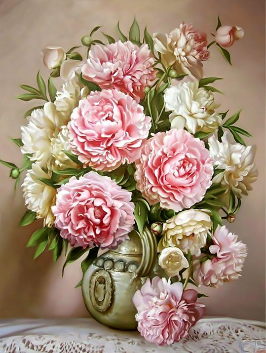 Пионы. Живопись. - живопись., букет, пионы, картина - оригинал
