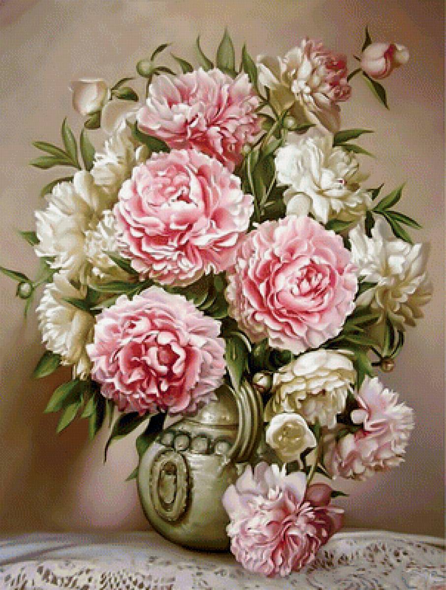 Пионы. Живопись. - картина, живопись., пионы, букет - предпросмотр