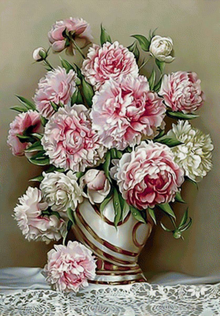 Пионы. Живопись. - пионы, картина, букет, живопись. - предпросмотр